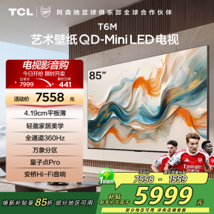 TCL艺术壁纸电视85T6M 85英寸 4.19cm平板薄 轻盈家居美学 QD-Mini LED 全通道360Hz超高刷