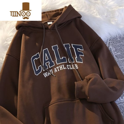 YANXU连帽卫衣男生加绒加厚宽松上衣情侣慵懒风ins潮牌运动外套