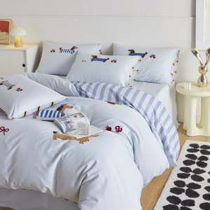 a类陶瓷磨毛100支长绒棉床上四件套纯棉可爱毛巾绣床单三件套