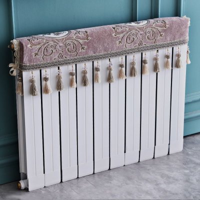 欧式暖气片罩装饰罩子布艺防尘套老式遮挡盖布遮挡帘保护套卫生 清歌紫色 长度100cm*厚度10cm*高度(含穗)20cm