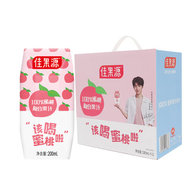 佳果源 100%蜜桃复合果汁 200ml×12瓶 礼盒装