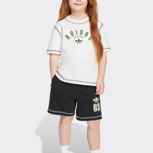 阿迪达斯童装 运动休闲短袖T恤套装 JX5259 D