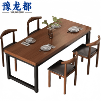 豫龙都食堂餐桌一桌四椅套