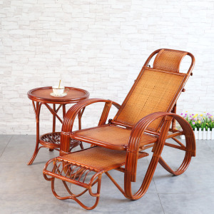 天然真藤椅躺椅折叠椅老人午睡椅网红休闲藤编高靠背可调节午休椅