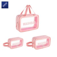 安居先森YTJ002磨砂半透明PU洗漱化妆包中号粉色