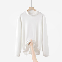 新款半高领保暖上衣男女同款加绒秋衣秋冬自发热半高领德绒打底衫