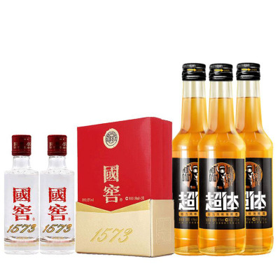 【中华特色】泸州馆 泸州老窖超体 4.5度活力风味配制鸡尾酒 超体3瓶+小国窖52度50ml*2瓶 西南
