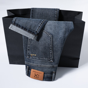 合体直筒牛仔裤男春季常规韩版宽松长裤中年男士磨白弹力休闲男裤