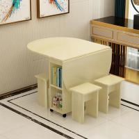 简易多功能圆形折叠餐桌椅组合餐桌小户型家用可移动简约4人饭桌