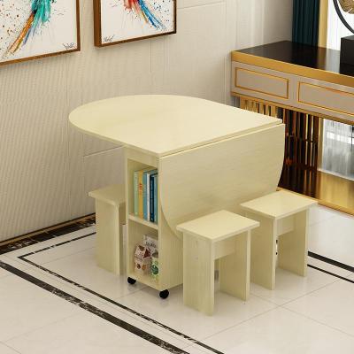 简易多功能圆形折叠餐桌椅组合餐桌小户型家用可移动简约4人饭桌