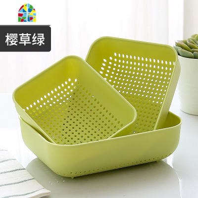 三件套洗水果双层洗菜盆淘菜洗水果菜篓子漏水家用厨房 FENGHOU 果篮三件套(罗兰紫)洗菜篮洗菜篮
