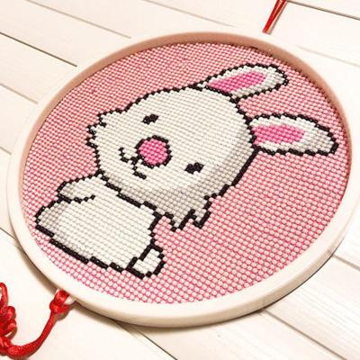 敬平钻石画2020新款十二生肖儿童满钻十字绣带框点贴秀砖石绣简单小幅十二生肖兔带圆框+中国结和工具