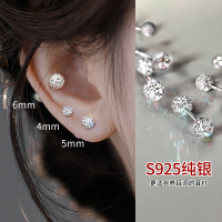 925纯银耳钉女养耳洞螺丝拧扣耳骨钉高级感耳蜗钉钻石小耳环耳饰送女朋友老婆情人节七夕生日礼物
