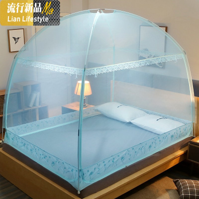 蒙古包蚊帐1.8m床1.5双人家用2米三开1.2米床单人学生宿舍纹账 三维工匠