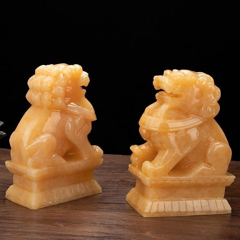 美帮汇玉玉狮子一对玉狮子摆件摆件装饰品