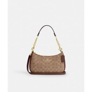 蔻驰(COACH)女士单肩包签名涂层帆布多口袋轻便休闲通勤包 Beige