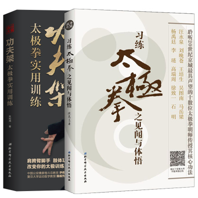 正版2册习练太极拳之见闻与体悟+功夫架太极拳实用训练41段技击法录像破解太极拳实战运动健身书籍练拳误区太极拳