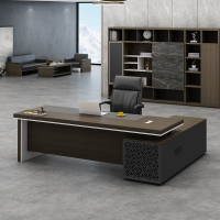域赢老板桌新中式办公桌简约现代时尚主管桌板式大班台办经理桌1.8米+五门书柜