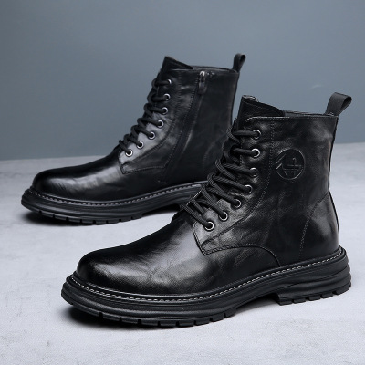 马丁靴男士潮款新款真皮冬季靴子男高帮工装靴加绒保暖男皮靴
