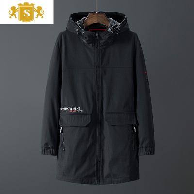 SUNTEK春秋季夹克男士宽松风衣休闲中长款外套加肥加大码胖子潮流上衣服风衣