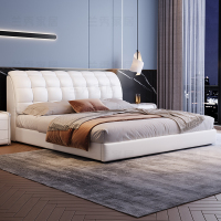 意式真皮床轻奢现代简约双人床主卧室软包婚床小户型家用储物大床