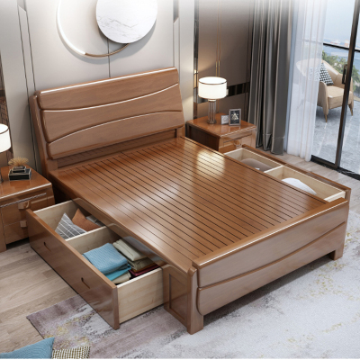 臻远ZY-SMC-69 现代简约实木床双人床 1.5米抽屉高箱