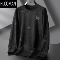 HLCOMAN潮胖子大码男装薄款宽松圆领卫衣加肥加大字母印花长袖T恤男
