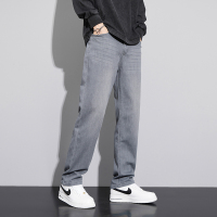 金盾(KIN DON)高端浅色牛仔裤男冬季厚款潮牌宽松直筒新款男士裤子秋冬款胖子阔腿裤