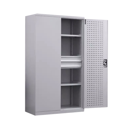 DXBG重型工具柜车间用加厚物件工具储物柜工厂铁皮柜汽修厂零件收纳柜白色四层二抽带挂板