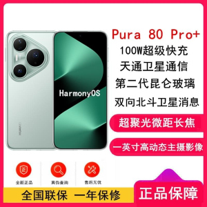 [全新]华为 Pura 80 Pro+ 16GB+512GB 釉青 一英寸高动态主摄 100W超级快充 昆仑玻璃 120