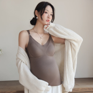 孕妇保暖背心秋冬加绒内搭打底上衣孕期免穿文胸喂奶内衣哺乳吊带