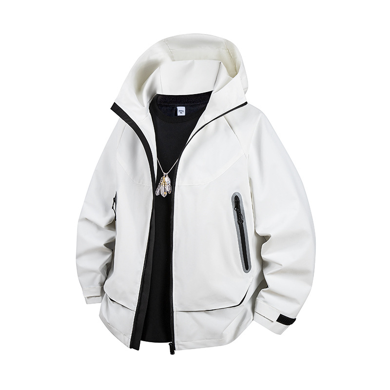 男装潮牌冲锋衣夹克男连帽春秋季新款户外登山情侣运动休闲外套男