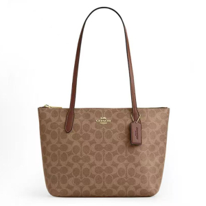 蔻驰(COACH)女包 女士奥莱款经典标志双面老花city30托特包City33单肩包金属马车标C纹斜挎包 F58292