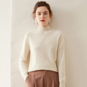 山羊绒基础款针织打底衫女长袖半高领宽松套头羊绒衫软糯舒适毛衣