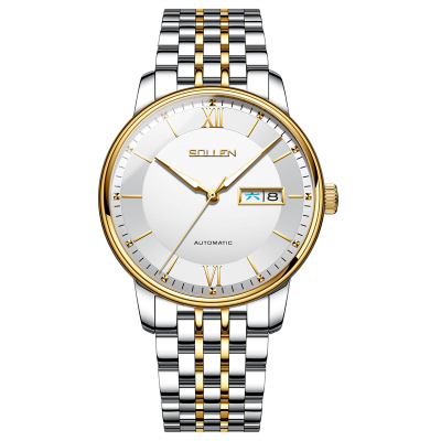 梭伦(SOLLEN)品质精选手表自动机械男表正品商务品质日历防水钢带男士手表SL-9050