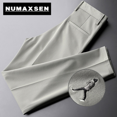 纽曼森（Numaxsen）西裤男夏季2021冰丝垂感商务正装休闲裤免烫韩版修身刺绣九分裤薄
