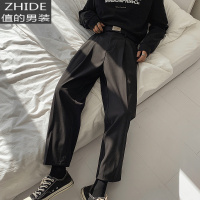SUNTEKdk制服黑色西装裤男直筒宽松韩版潮流百搭休闲裤垂感配衬衫的裤子西裤