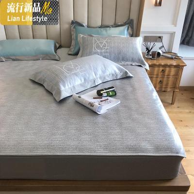 轻奢夏季三件套冰丝凉席可水洗机洗可折叠1.8m床1.5米加厚床笠款 三维工匠凉席/凉枕