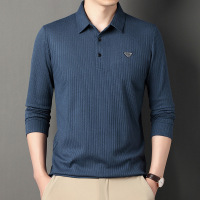秋季男士长袖T恤百搭polo衫纯色日常商务时尚翻领长袖透气T恤