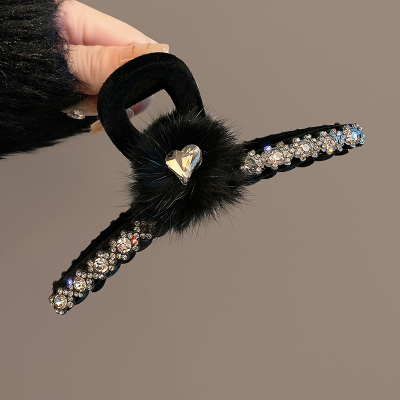 发量多盘发大号爱心水晶抓夹2023新款网红发夹女后脑勺鲨鱼夹头饰送女朋友老婆情人节七夕生日礼物