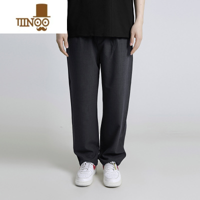 YANXU夏季薄款休闲西裤宽松男长裤子抽绳皱百搭纯色女垂坠感街舞