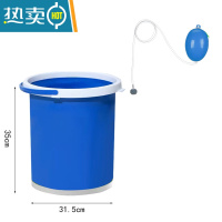 敬平大容量20L带盖折叠水桶加厚TPE软胶多功能车载洗车钓鱼活鱼装鱼桶 20L蓝色折叠圆桶(无盖)+增氧泵