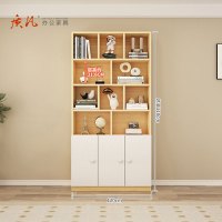 质凡全实木书架带门书柜落地置物架储物柜整墙展示柜 1200*240*2100mm