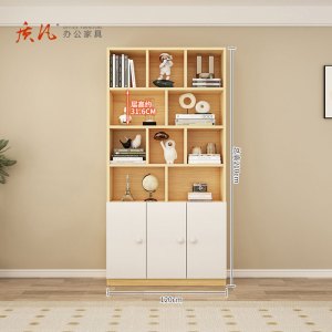 质凡全实木书架带门书柜落地置物架储物柜整墙展示柜 1200*240*2100mm