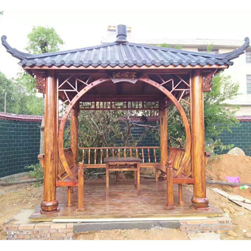 森美人六角凉亭户外庭院实木木屋别墅简易花园楼顶防腐木亭子古建休闲