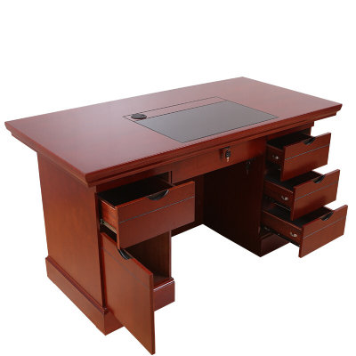 易企采 1.2米办公桌中式简约办公电脑桌老板桌经理桌贴实木皮经理办公桌财务桌教师办公桌行政桌