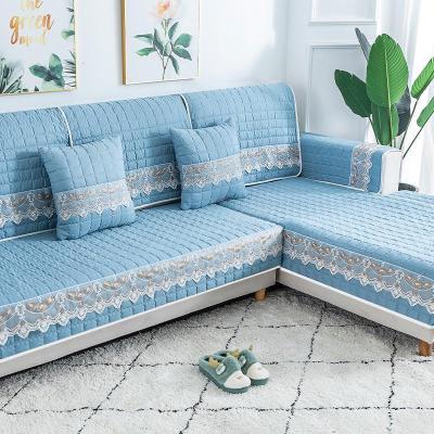 家柏饰(CORATED)四季通用防滑沙发垫坐垫子布艺全包萬能沙发套罩沙发盖布沙发巾 罗兰蓝灰 110*210cm