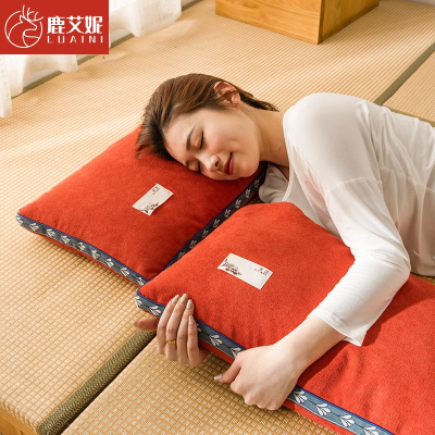 鹿艾妮(Luain)家纺全荞麦枕头助睡眠护颈椎硬枕芯单人学生麻绒枕皮荞麦壳家用一对装