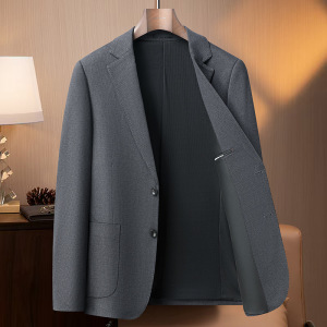 牙签条纹秋季厚款休闲西服弹力免烫潮流西装韩版修身单西