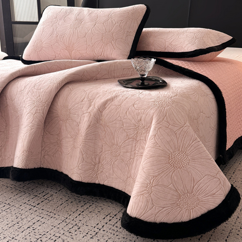 新款牛奶绒床盖单件冬季珊瑚绒夹棉床护垫加绒加厚床单三件套